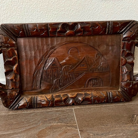 Carved Wooden Serving Tray Mexico - Picture 3 of 11